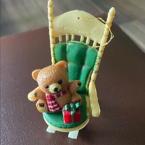 VTG Teddy Bears In Rocking Chair Christmas Ornament